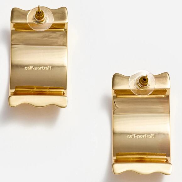 Self-Portrait Gold Ridged Earrings - Picture 3 of 7